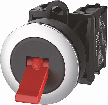 Тумблер серии TS2 с металлическим кольцом, утопленный тип, с автоматической блокировкой, красн.
