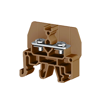 Болтовой Клеммник под вилочный наконечник на DIN-рейку 6 мм.кв. (коричневый); CPB 6