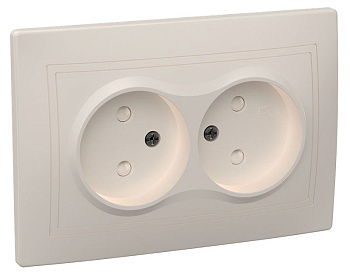 РСш12-2-ККм Розетка 2местн. без з/к с защ.штор. 10А КВАРТА (кремовый)