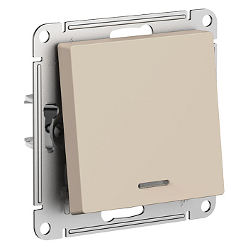 ATLASDESIGN 1-клавишный ВЫКЛЮЧАТЕЛЬ с подсветкой, сх.1а, 10АХ, мех., ПЕСОЧНЫЙ