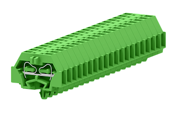 1-1 проходная клемма с боковым подключением с защёлкивающимися ножками серии серии 240, зелён.