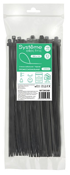 Стяжка кабельная нейлоновая 300х3.6 Чёрная (100шт) в пакете с замком ЗИП-ЛОК