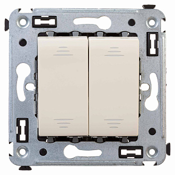 Переключатель двухклавишный в стену, "Avanti", "Ванильная дымка"