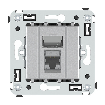 Компьютерная розетка RJ-45 в стену, кат.5e одинарная экранированная, "Avanti","Закаленная сталь" Компьютерная розетка RJ-45 в стену, кат.5e одинарная экранированная, "Avanti","Закаленная сталь"