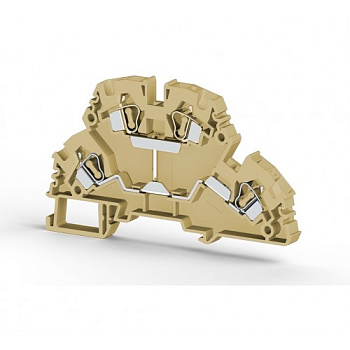 Клеммник 2-х ярусный пружинный 4мм.кв., с внутр.перемычкой, (бежевый); YBK4-2FK