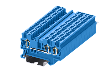 Клемма на DIN-рейку пружин. 1.5 мм2 3 конт. проходная синяя