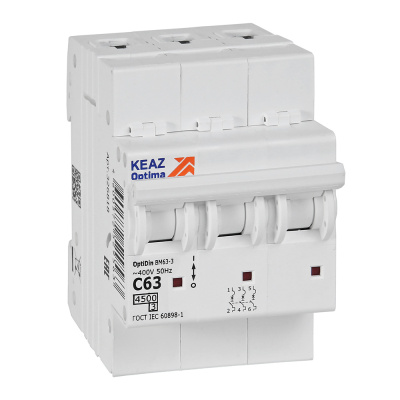 Выключатель автоматический модульный OptiDin BM63-3C63-4,5-УХЛ3