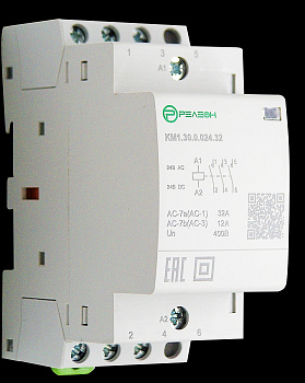 Модульный контактор 3НО контакта 32А (~/= 24В AC/DC)