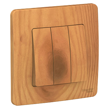 BLANCA С/У 3-клавишный ВЫКЛЮЧАТЕЛЬ (cх.1+1+1), 10А, 250В, ЯСЕНЬ