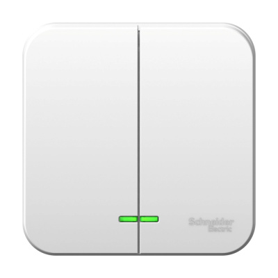 BLANCA О/У 2-клавишный ВЫКЛЮЧАТЕЛЬ (сх.5) с подсветкой, 6А, 250В, БЕЛЫЙ