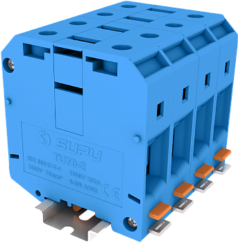 Клемма на DIN-рейку винт. 70 мм2 2 конт. проходн. Синяя