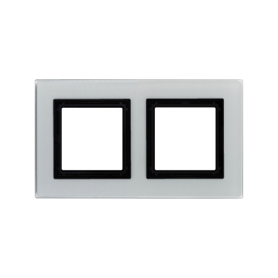 Рамка из натурального стекла, "Avanti", светло-серая, 2 поста (4 мод.)